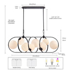 Arabela Lighting 85273-8 Dark Bronze 56'' Concentra Linear Chandelier In Dark Bronze With Striated White Glass Globes Image 2