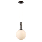 Arabela Lighting 85275-1 Dark Bronze 10'' Concentra Pendant In Dark Bronze With Striated White Glass Globes Image 1