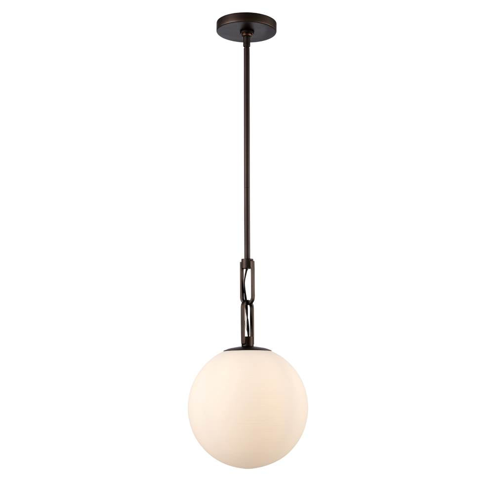 Arabela Lighting 85275-1 Dark Bronze 10'' Concentra Pendant In Dark Bronze With Striated White Glass Globes Image 1