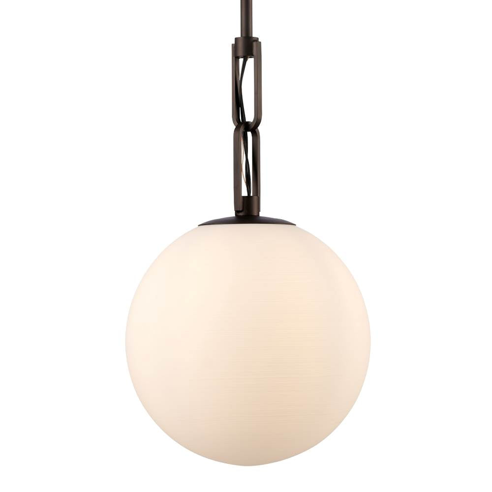 Arabela Lighting Concentro 10'' Concentra Pendant In Dark Bronze With Striated White Glass Globes
