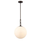 Arabela Lighting 85276-1 Dark Bronze 13.75'' Concentra Pendant In Dark Bronze With Striated White Glass Globes Image 1