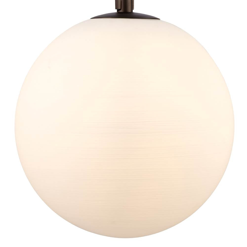 Arabela Lighting Concentro 13.75'' Concentra Pendant In Dark Bronze With Striated White Glass Globes