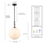 Arabela Lighting 85276-1 Dark Bronze 13.75'' Concentra Pendant In Dark Bronze With Striated White Glass Globes Image 2