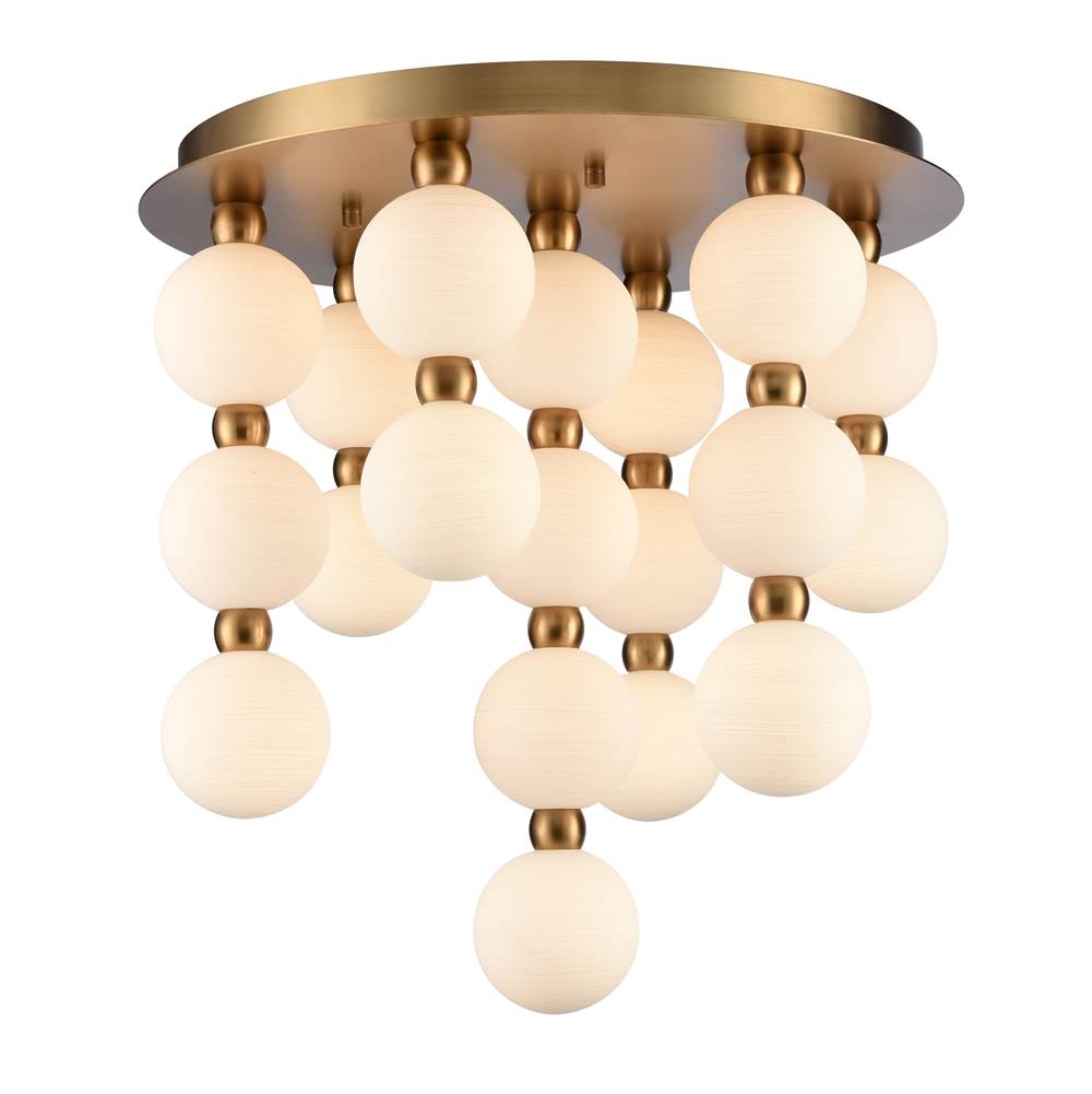 Arabela Lighting 85281-19 Satin Brass 21'' Mod Semi Flushmount In Satin Brass With White Striated Glass Globes Image 1