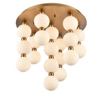 Arabela Lighting Mod 21'' Mod Semi Flushmount In Satin Brass With White Striated Glass Globes