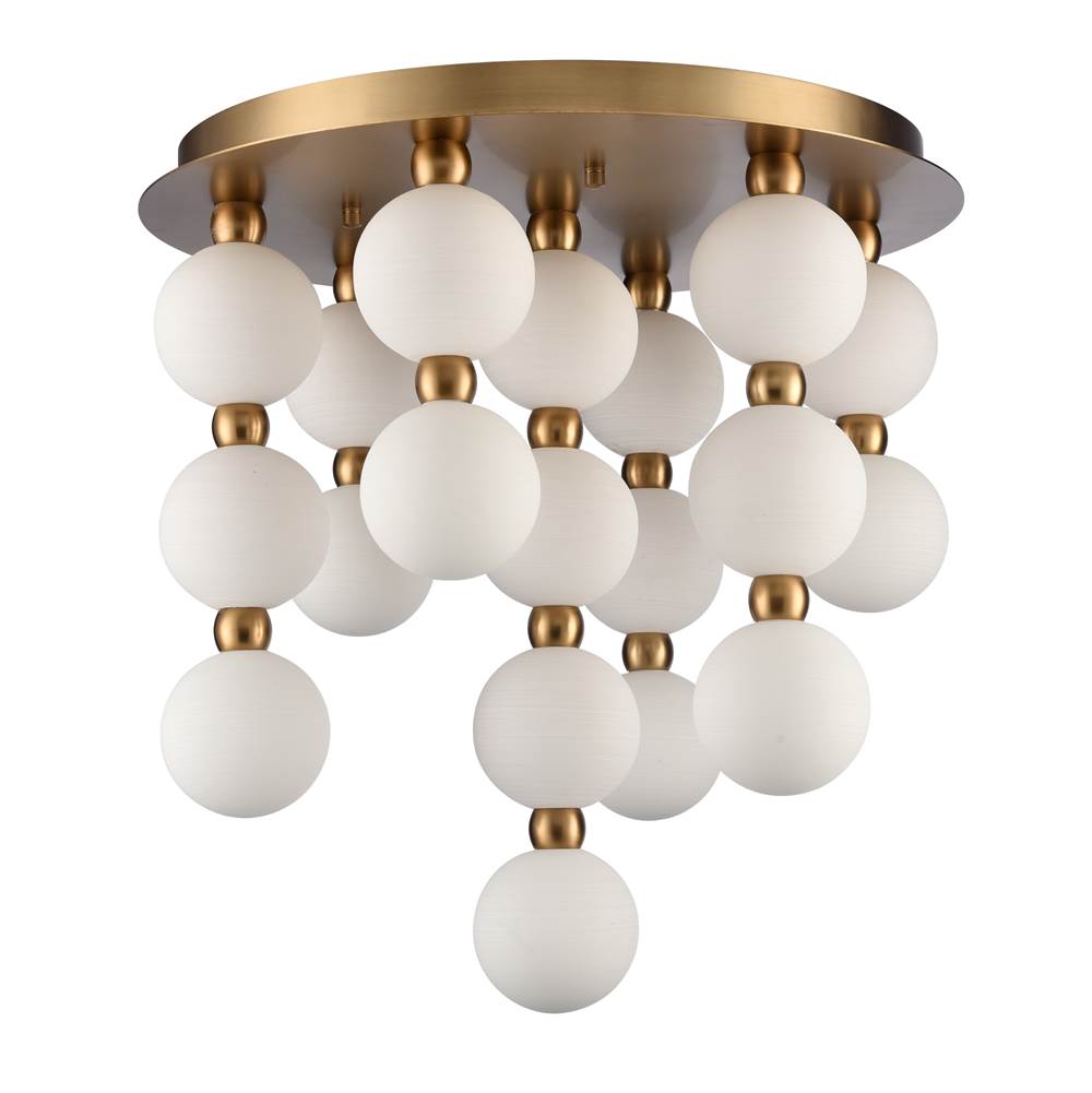 Arabela Lighting 85281-19 Satin Brass 21'' Mod Semi Flushmount In Satin Brass With White Striated Glass Globes Image 5