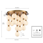 Arabela Lighting 85281-19 Satin Brass 21'' Mod Semi Flushmount In Satin Brass With White Striated Glass Globes Image 2