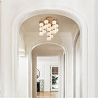 Arabela Lighting 85281-19 Satin Brass 21'' Mod Semi Flushmount In Satin Brass With White Striated Glass Globes Image 3