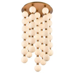 Arabela Lighting Mod 40'' Mod Chandelier In Satin Brass With White Striated Glass Globes