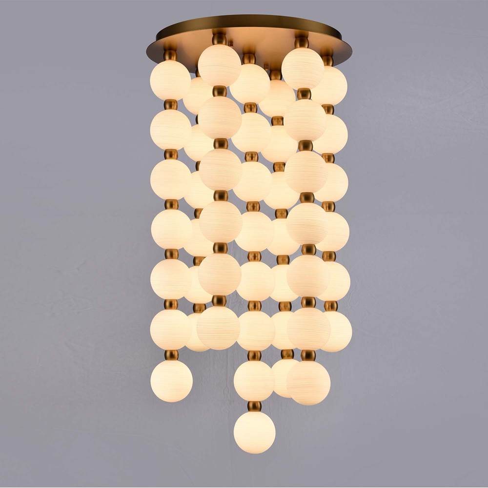 Arabela Lighting 85283-47 Satin Brass 40'' Mod Chandelier In Satin Brass With White Striated Glass Globes Image 4