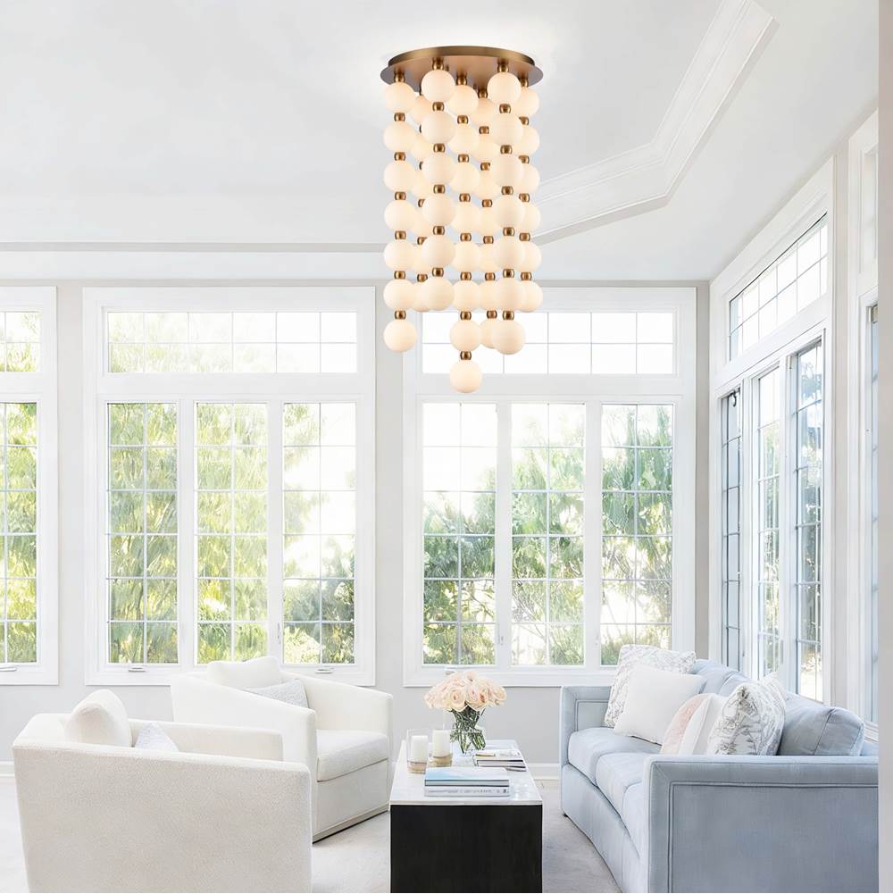 Arabela Lighting 85283-47 Satin Brass 40'' Mod Chandelier In Satin Brass With White Striated Glass Globes Image 3