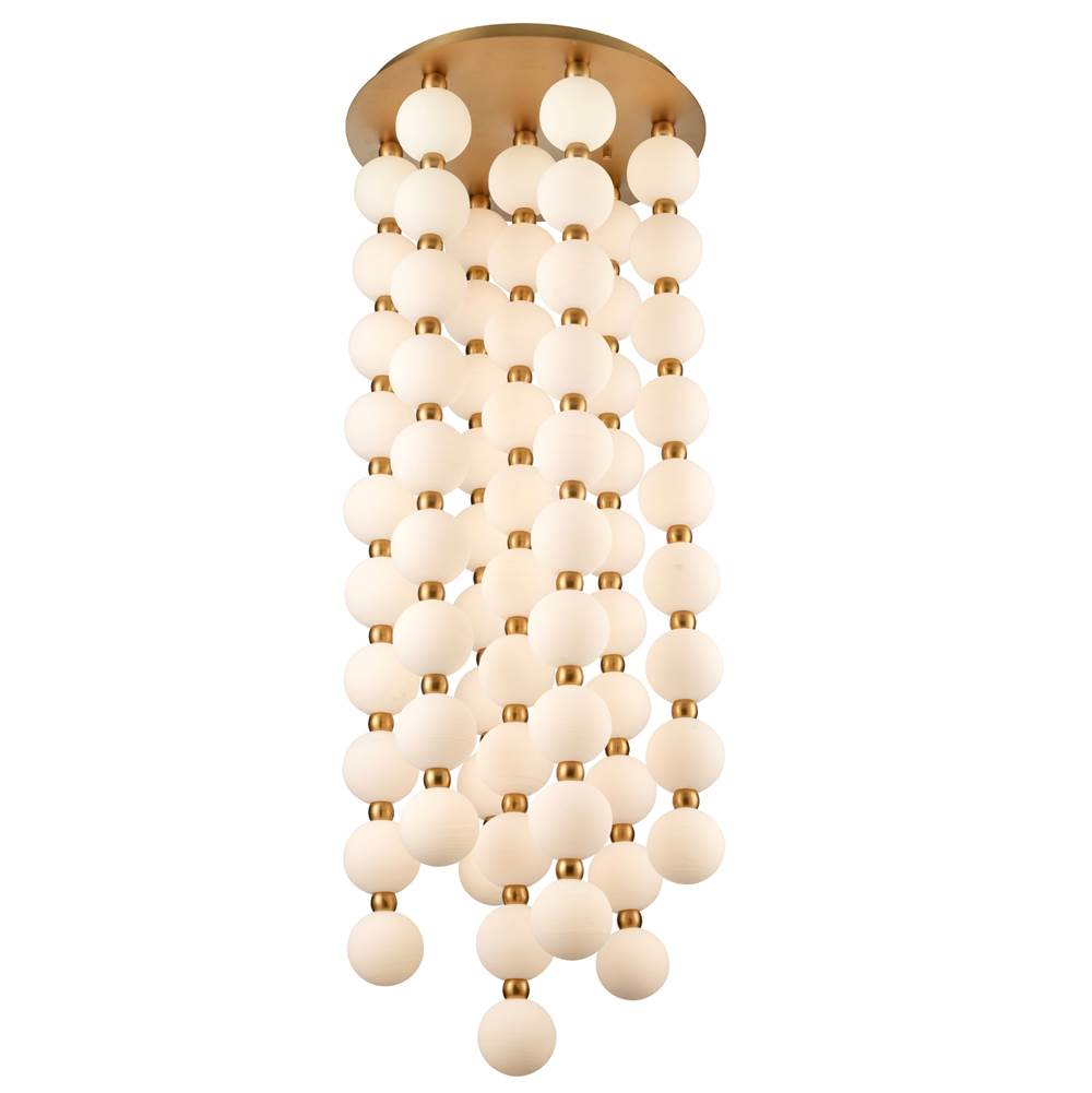 Arabela Lighting Mod 54.5'' Mod Chandelier In Satin Brass With White Striated Glass Globes