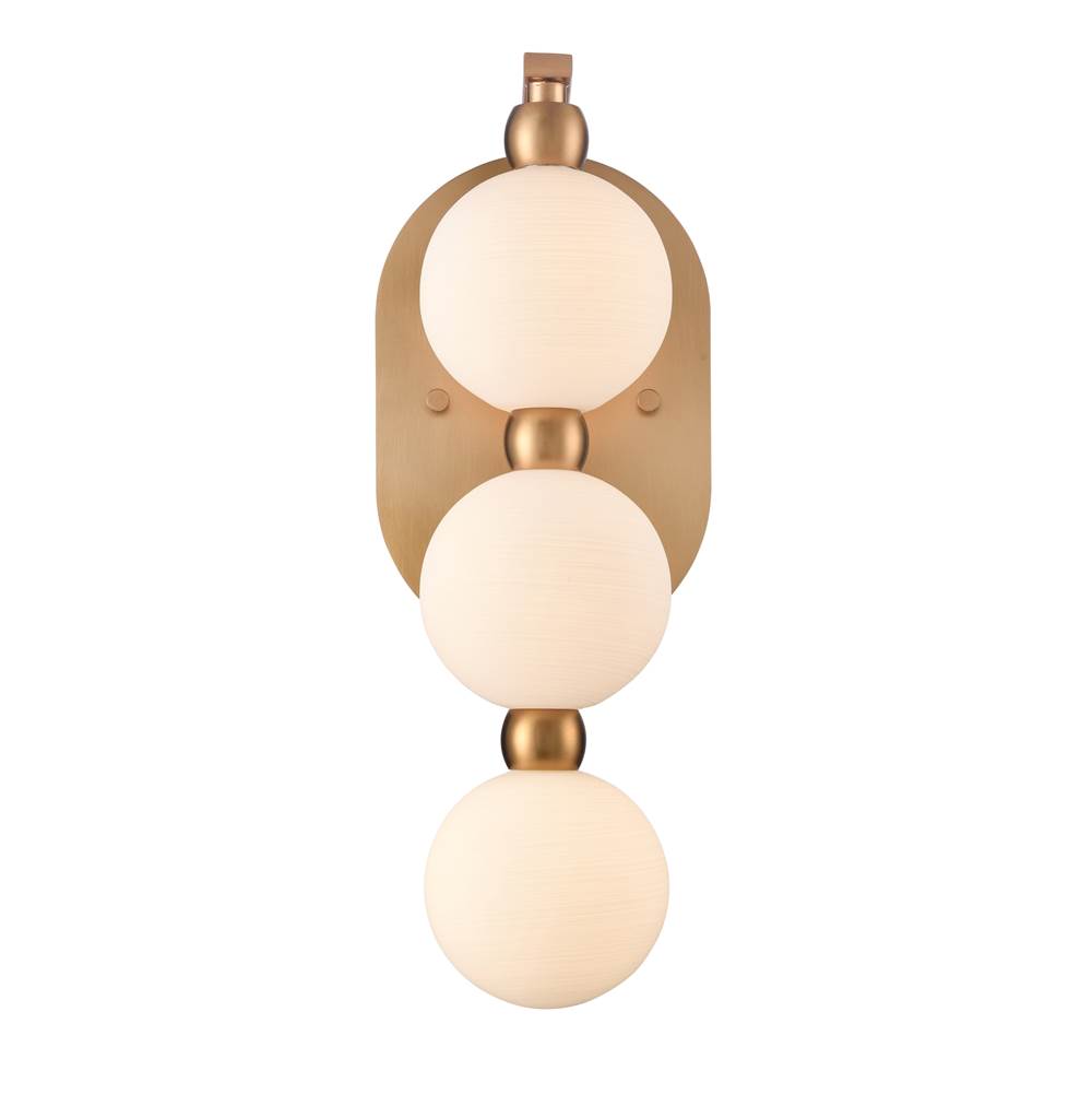 Arabela Lighting 85288-3 Satin Brass 15.25''  Mod Sconce In Satin Brass With White Striated Glass Globes Image 1