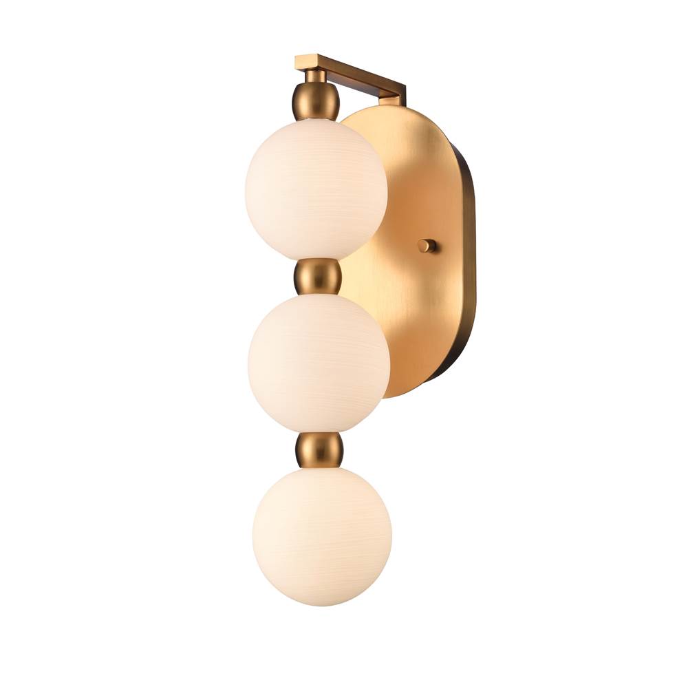 Arabela Lighting Mod 15.25''  Mod Sconce In Satin Brass With White Striated Glass Globes