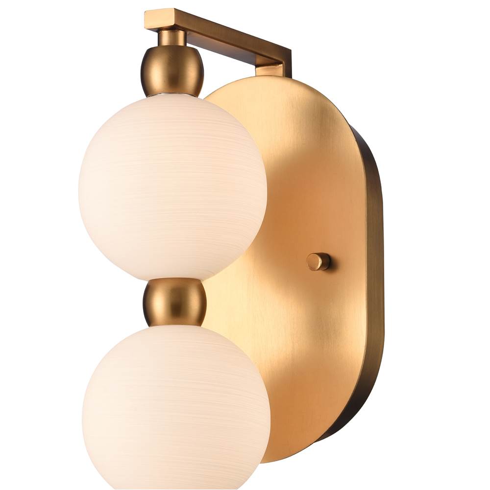 Arabela Lighting 85288-3 Satin Brass 15.25''  Mod Sconce In Satin Brass With White Striated Glass Globes Image 7