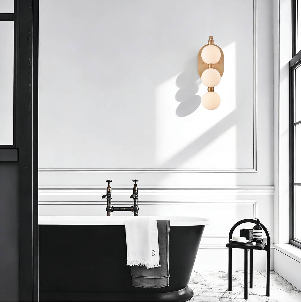 Arabela Lighting 85288-3 Satin Brass 15.25''  Mod Sconce In Satin Brass With White Striated Glass Globes Image 3