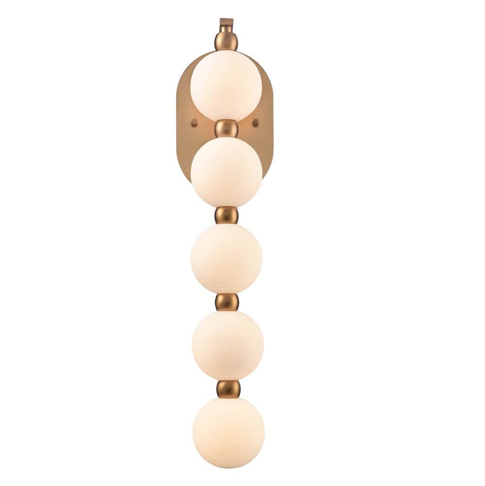 Arabela Lighting 85289-5 Satin Brass 25'' Mod Sconce In Satin Brass With White Striated Glass Globes Image 1