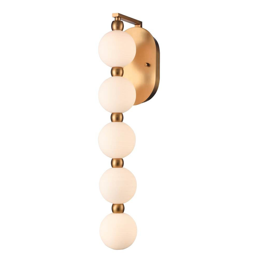 Arabela Lighting Mod 25'' Mod Sconce In Satin Brass With White Striated Glass Globes