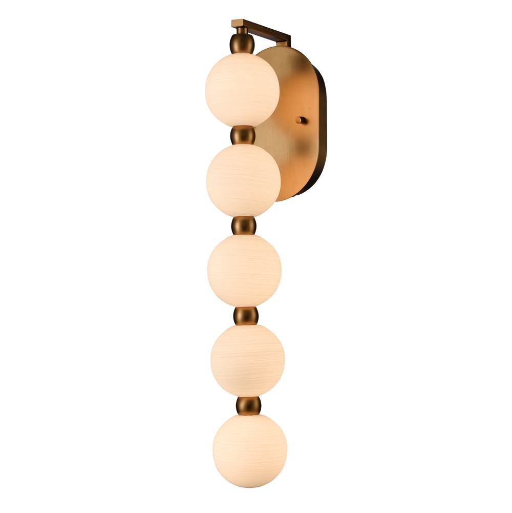 Arabela Lighting 85289-5 Satin Brass 25'' Mod Sconce In Satin Brass With White Striated Glass Globes Image 6
