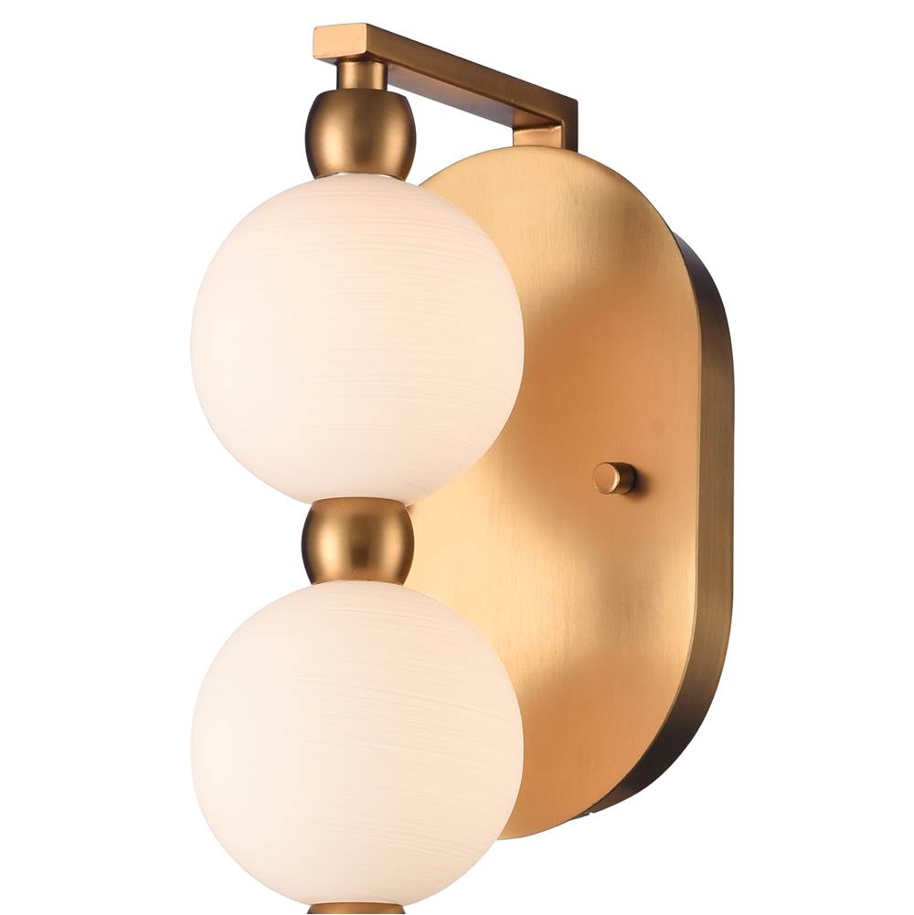 Arabela Lighting 85289-5 Satin Brass 25'' Mod Sconce In Satin Brass With White Striated Glass Globes Image 5