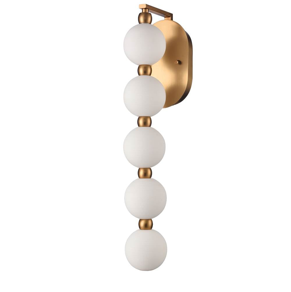 Arabela Lighting 85289-5 Satin Brass 25'' Mod Sconce In Satin Brass With White Striated Glass Globes Image 4