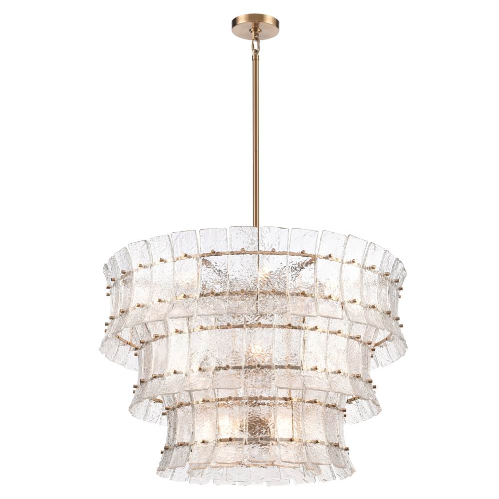 Arabela Lighting 85350-16 Lacquered Gold 35.5'' Sophie Pendant In Lacquered Gold With Textured Rectangular Glass Panels Image 1