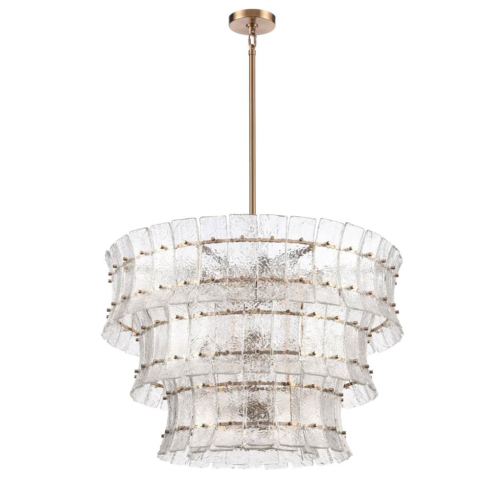 Arabela Lighting Sophie 35.5'' Sophie Pendant In Lacquered Gold With Textured Rectangular Glass Panels