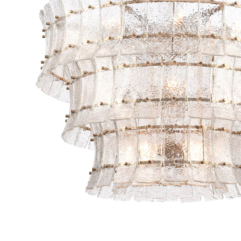 Arabela Lighting 85350-16 Lacquered Gold 35.5'' Sophie Pendant In Lacquered Gold With Textured Rectangular Glass Panels Image 6