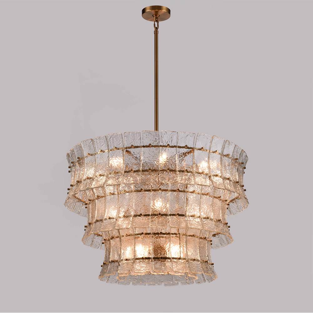 Arabela Lighting 85350-16 Lacquered Gold 35.5'' Sophie Pendant In Lacquered Gold With Textured Rectangular Glass Panels Image 3