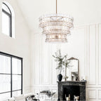 Arabela Lighting 85350-16 Lacquered Gold 35.5'' Sophie Pendant In Lacquered Gold With Textured Rectangular Glass Panels Image 2