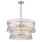 Arabela Lighting 85351-9 Lacquered Gold 28'' Sophie Pendant In Lacquered Gold With Textured Rectangular Glass Panels Image 1