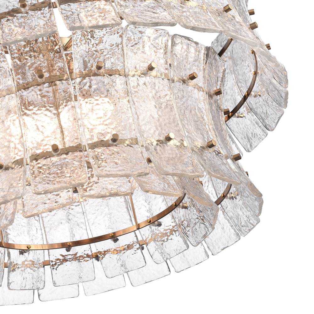 Arabela Lighting Sophie 28'' Sophie Pendant In Lacquered Gold With Textured Rectangular Glass Panels