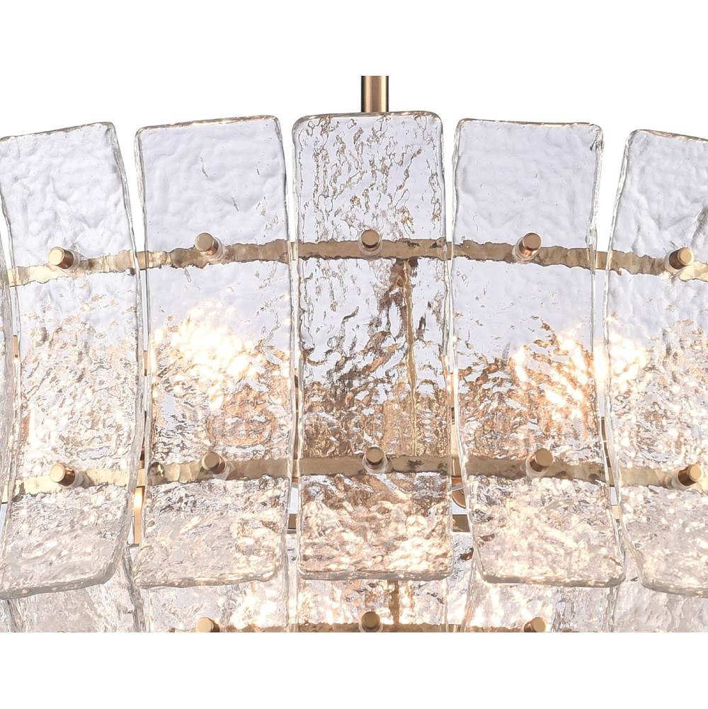 Arabela Lighting 85351-9 Lacquered Gold 28'' Sophie Pendant In Lacquered Gold With Textured Rectangular Glass Panels Image 8