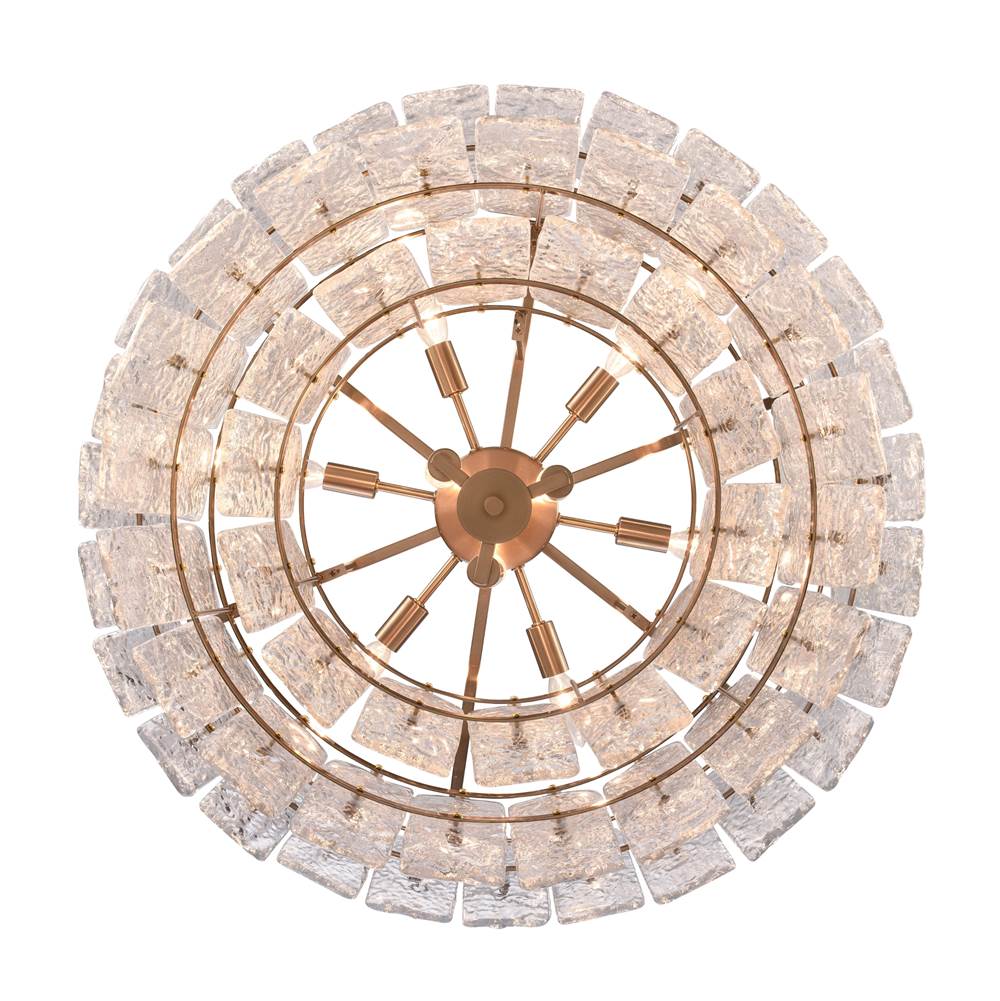 Arabela Lighting 85351-9 Lacquered Gold 28'' Sophie Pendant In Lacquered Gold With Textured Rectangular Glass Panels Image 7