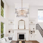 Arabela Lighting 85351-9 Lacquered Gold 28'' Sophie Pendant In Lacquered Gold With Textured Rectangular Glass Panels Image 2