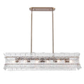 Arabela Lighting 85354-6 Lacquered Gold 47'' Sophie Linear Chandelier In Lacquered Gold With Textured Rectangular Glass Panels Image 1