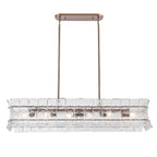 Arabela Lighting 85354-6 Lacquered Gold 47'' Sophie Linear Chandelier In Lacquered Gold With Textured Rectangular Glass Panels Image 1