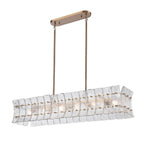 Arabela Lighting Sophie 47'' Sophie Linear Chandelier In Lacquered Gold With Textured Rectangular Glass Panels