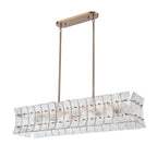 Arabela Lighting 85354-6 Lacquered Gold 47'' Sophie Linear Chandelier In Lacquered Gold With Textured Rectangular Glass Panels Image 7