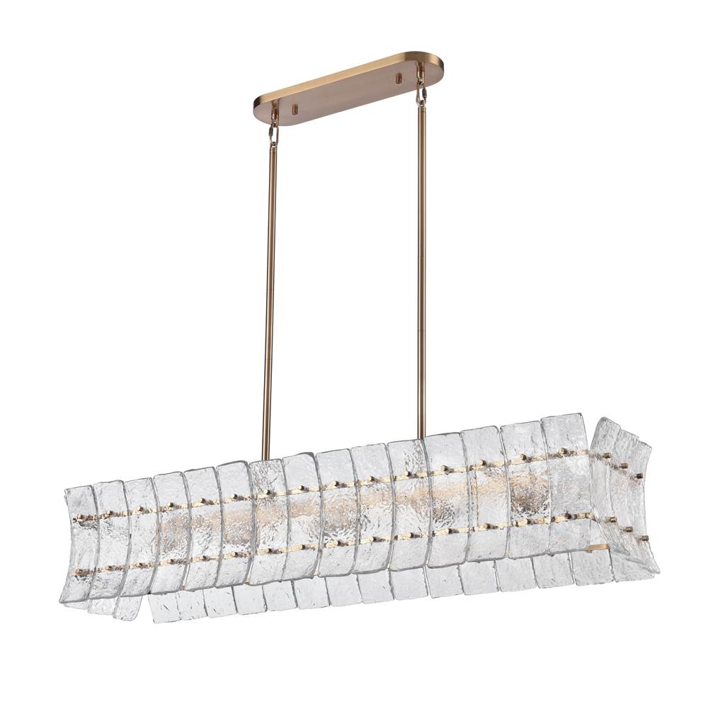 Arabela Lighting 85354-6 Lacquered Gold 47'' Sophie Linear Chandelier In Lacquered Gold With Textured Rectangular Glass Panels Image 7