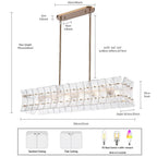 Arabela Lighting 85354-6 Lacquered Gold 47'' Sophie Linear Chandelier In Lacquered Gold With Textured Rectangular Glass Panels Image 2