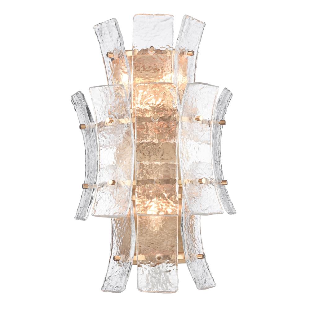Arabela Lighting 85356-4 Lacquered Gold 19.75'' Sophie Sconce In Lacquered Gold With Textured Rectangular Glass Panels Image 1