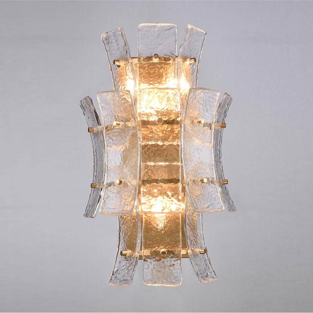Arabela Lighting 85356-4 Lacquered Gold 19.75'' Sophie Sconce In Lacquered Gold With Textured Rectangular Glass Panels Image 4