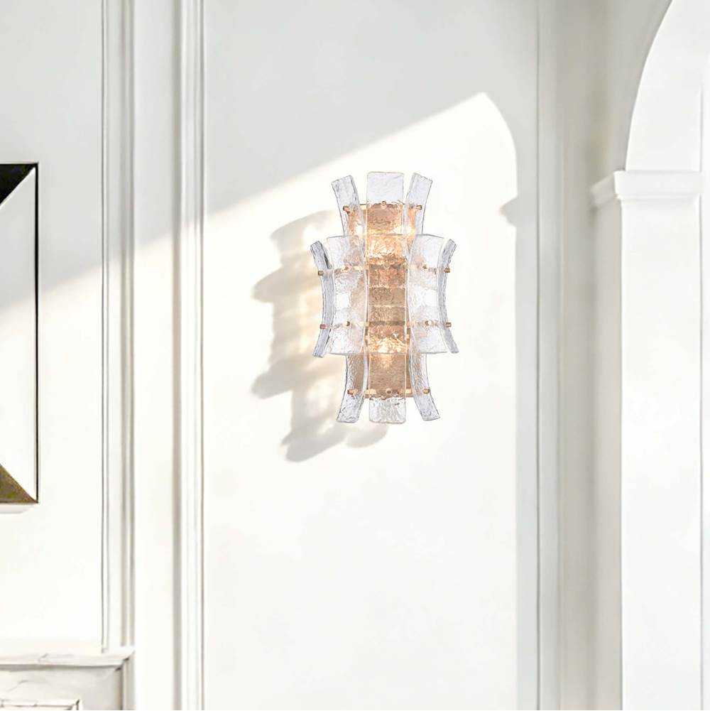 Arabela Lighting 85356-4 Lacquered Gold 19.75'' Sophie Sconce In Lacquered Gold With Textured Rectangular Glass Panels Image 3