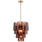Arabela Lighting 85361-5 Lacquered Gold 21''  Fire And Ice  Chandelier In Lacquered Gold With Textured Dark Amber Glass Image 1