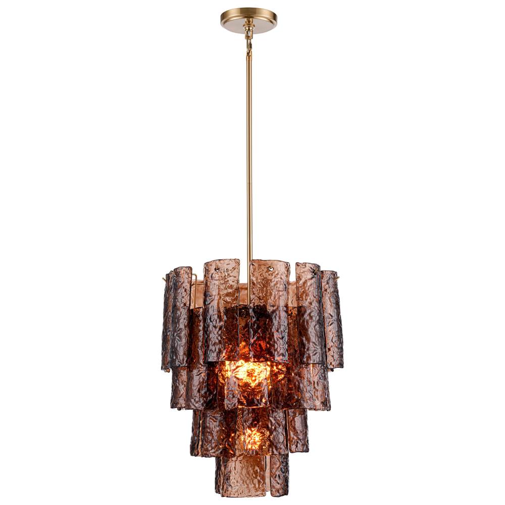 Arabela Lighting 85361-5 Lacquered Gold 21''  Fire And Ice  Chandelier In Lacquered Gold With Textured Dark Amber Glass Image 1