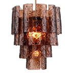 Arabela Lighting Fire And Ice 21''  Fire And Ice  Chandelier In Lacquered Gold With Textured Dark Amber Glass