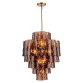 Arabela Lighting 85362-13 Lacquered Gold 29''  Fire And Ice  Chandelier In Lacquered Gold With Textured Dark Amber Glass Image 1