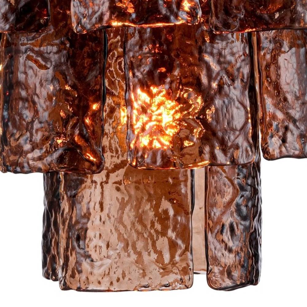 Arabela Lighting Fire And Ice 29''  Fire And Ice  Chandelier In Lacquered Gold With Textured Dark Amber Glass