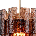 Arabela Lighting 85362-13 Lacquered Gold 29''  Fire And Ice  Chandelier In Lacquered Gold With Textured Dark Amber Glass Image 5